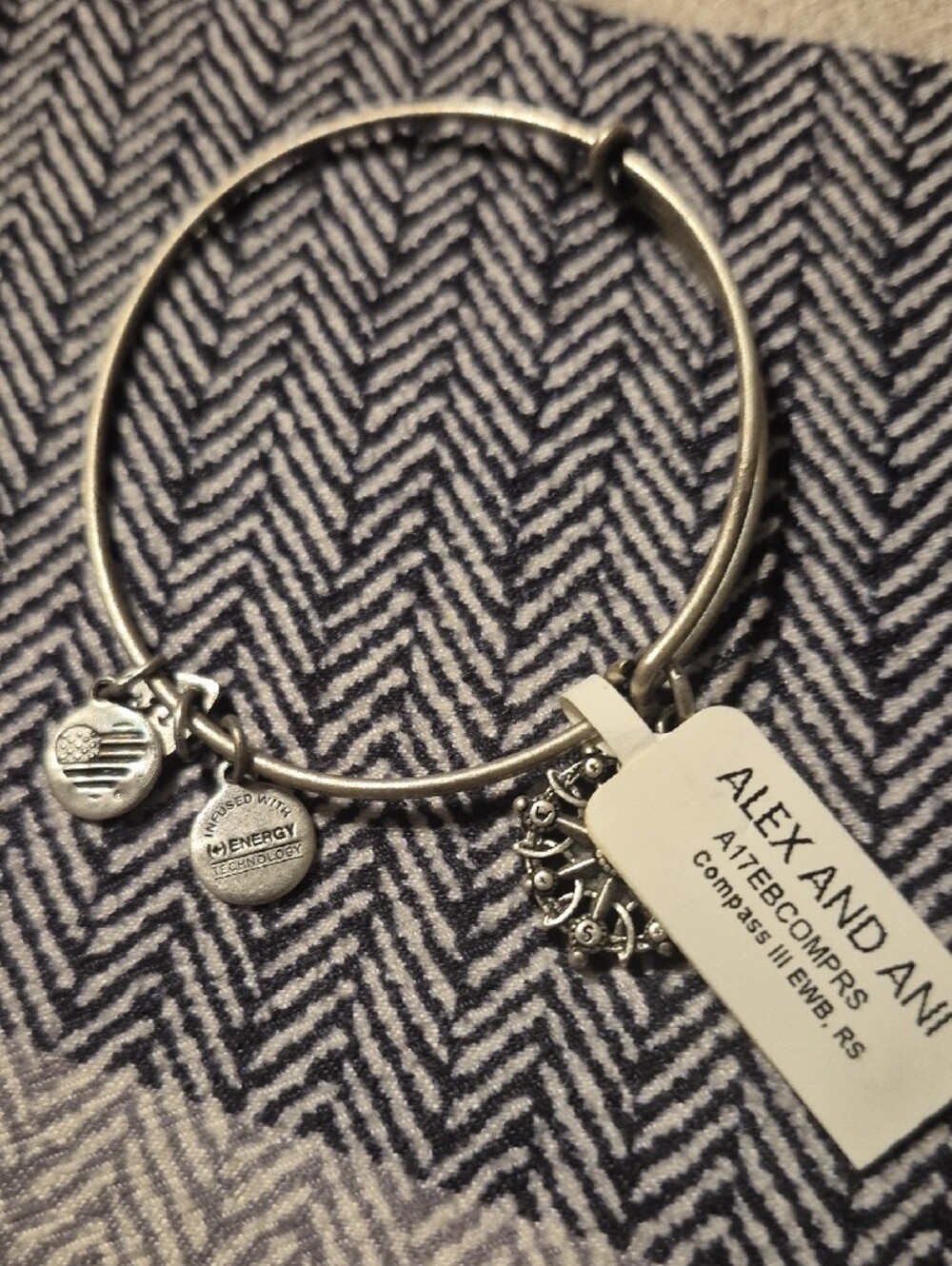 Alex and Ani Silver Sunburst Charm Bangle Bracelet - Picture 2 of 4